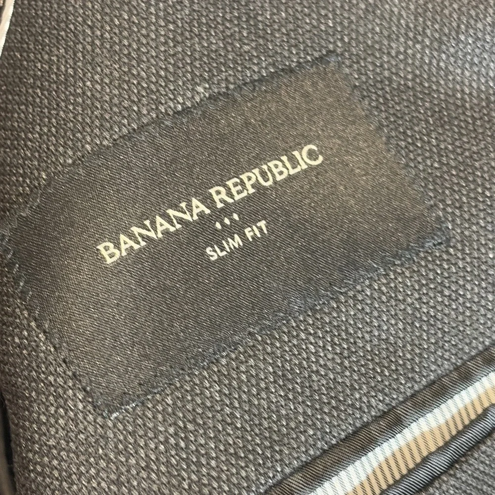Banana Republic Slim Fit Nailshead Suit Jacket Sport Coat Mens 40S Charcoal Gray